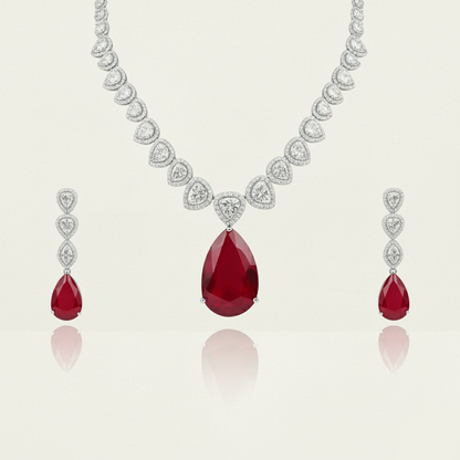 Aanura Purple Teardrop Crystal Necklace Set