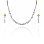 Aanura Classic Round Crystal Necklace Set Stainless Steel