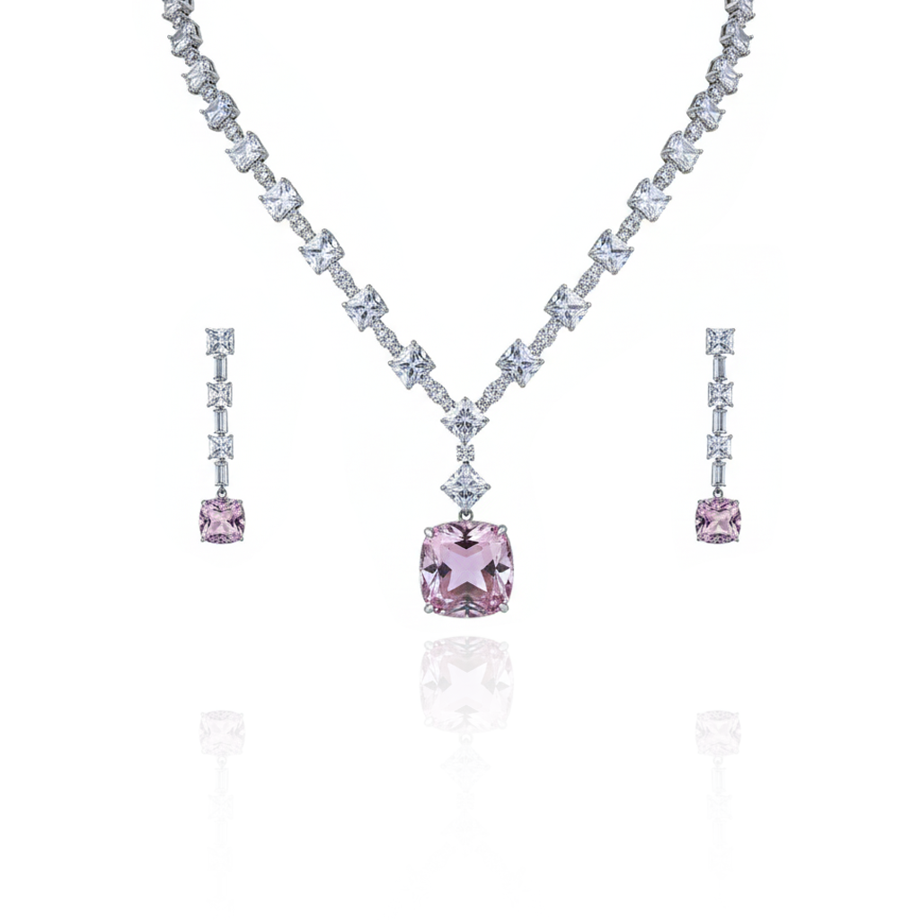 Aanura Royal Canary Yellow Diamond Necklace Set