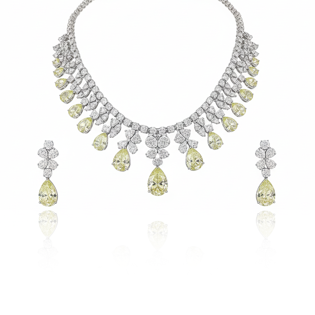 Aanura Ruby Teardrop Floral Necklace Set