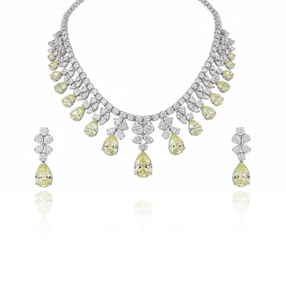 Aanura Ruby Teardrop Floral Necklace Set