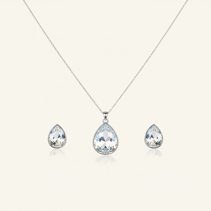 Aanura Crystal Teardrop Necklace & Earrings Set