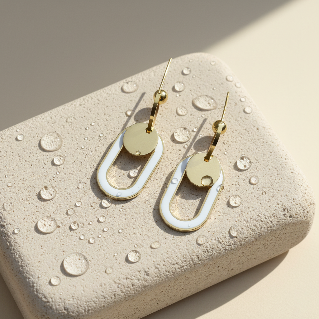 Aanura Minimal Geometric Gold Drop Earrings