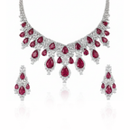 Aanura Yellow Teardrop Floral Necklace Set Stainless Steel