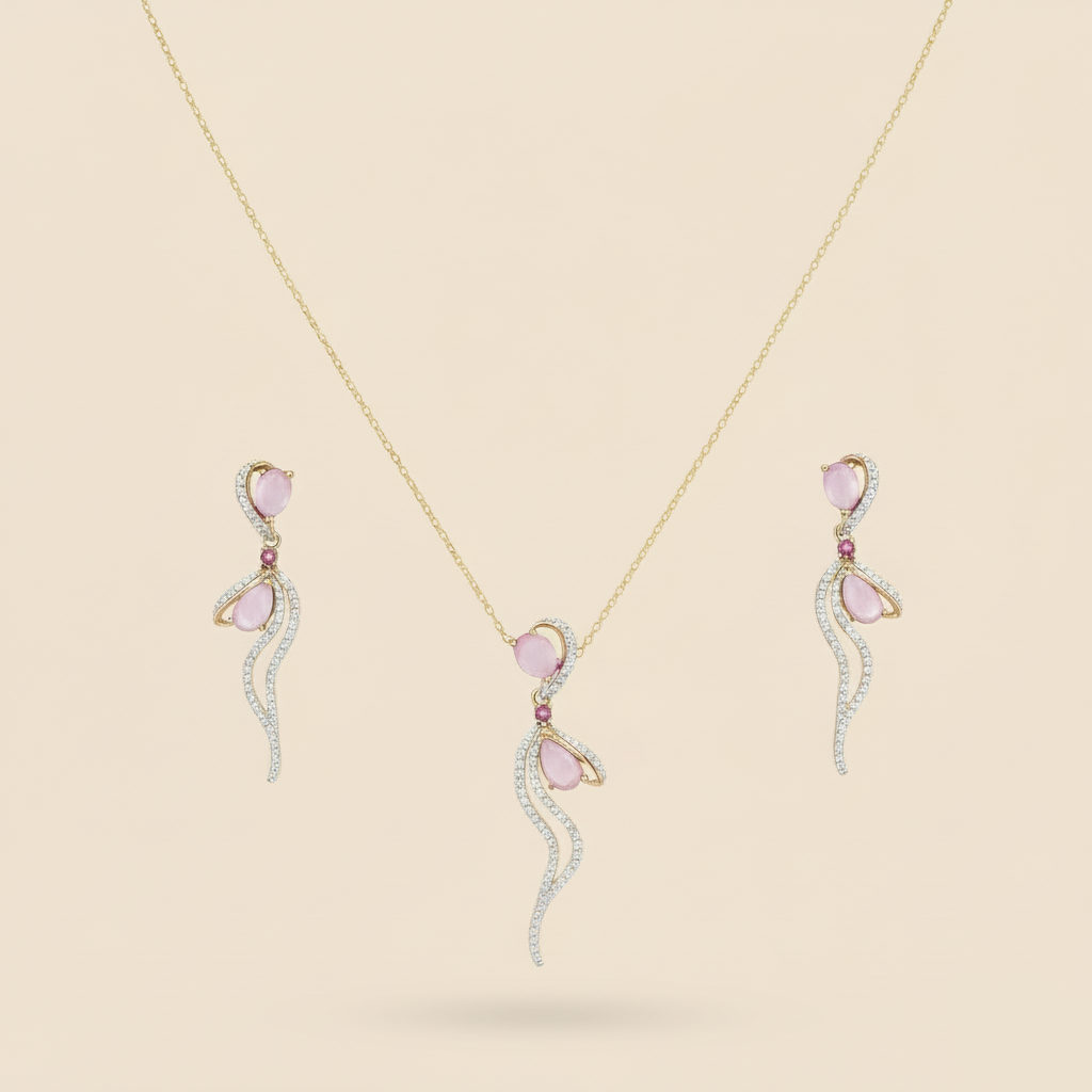 Aanura Floral Bow Necklace & Earrings Set