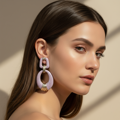 Aanura Jade Oval Abstract Earrings