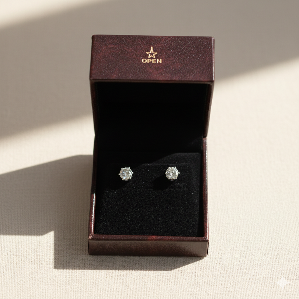 Aanura Petite Round Solitaire Earrings in 925 Silver