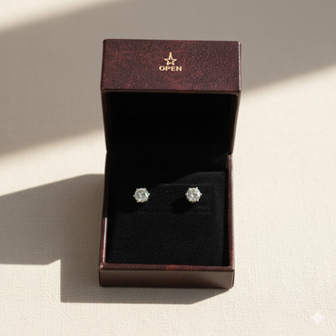 Aanura Petite Round Solitaire Earrings in 925 Silver