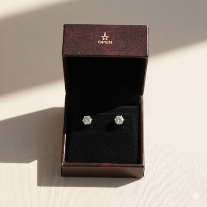 Aanura Petite Round Solitaire Earrings in 925 Silver