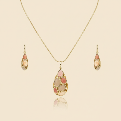Aanura Pink Lavender Teardrop Necklace & Earrings