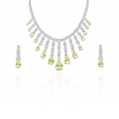 Aanura Yellow Teardrop Statement Necklace Set