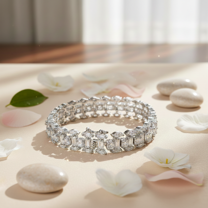 Aanura Radiant Diamond Silver Bracelet