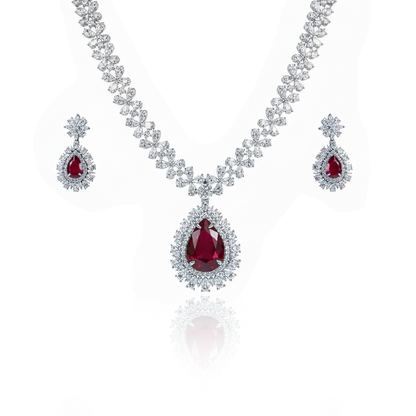 Aanura Royal Black Teardrop Necklace Set