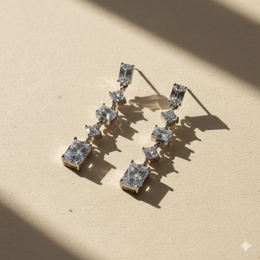 Aanura Multi-Cut Drop Earrings in 925 Silver