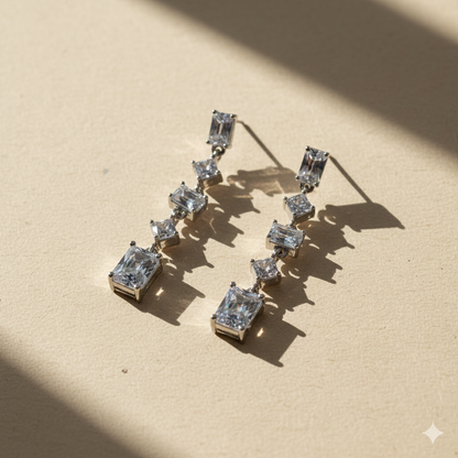 Aanura Multi-Cut Drop Earrings in 925 Silver