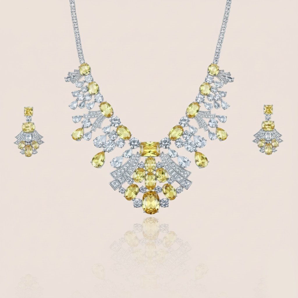 Aanura Radiant Yellow Gemstone Necklace Set