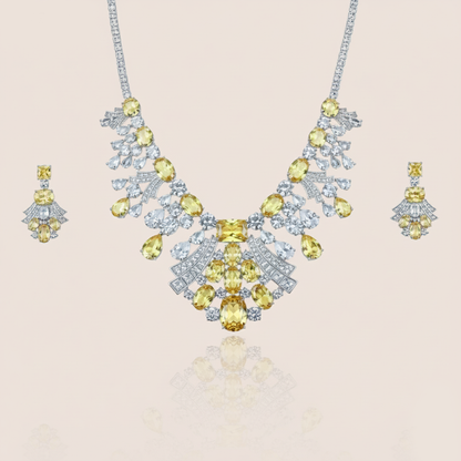 Aanura Radiant Yellow Gemstone Necklace Set