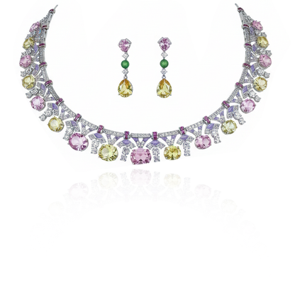 Aanura Yellow & Pink Gemstone Choker Necklace
