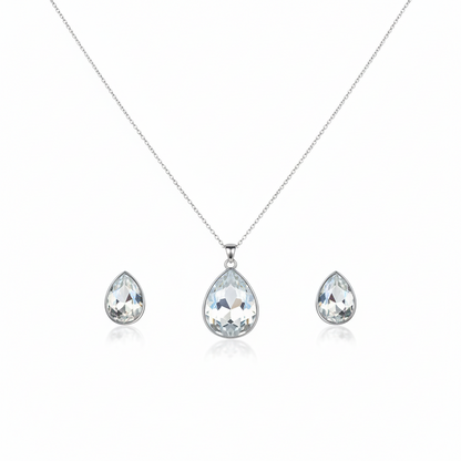 Aanura Crystal Teardrop Necklace & Earrings Set