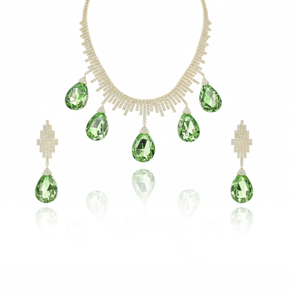 Aanura Orange Teardrop Crystal Necklace Set