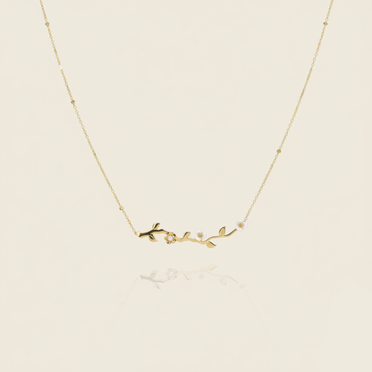 Aanura Floral Gold Necklace with Pearl Accents
