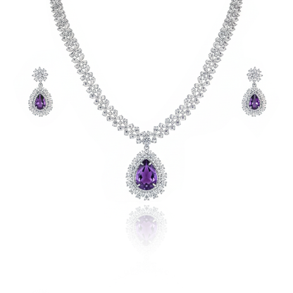 Aanura Royal Black Teardrop Necklace Set