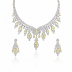 Aanura Yellow Teardrop Floral Necklace Set Stainless Steel