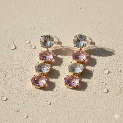 Aanura Aqua Blue & Clear Stone Drop Earrings