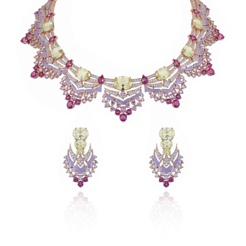 Aanura Yellow & Purple Statement Choker Necklace