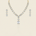 Aanura Emerald-Cut Diamond Necklace Set with Earrings