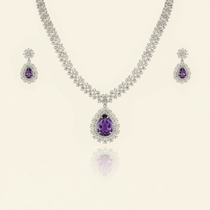 Aanura Royal Black Teardrop Necklace Set