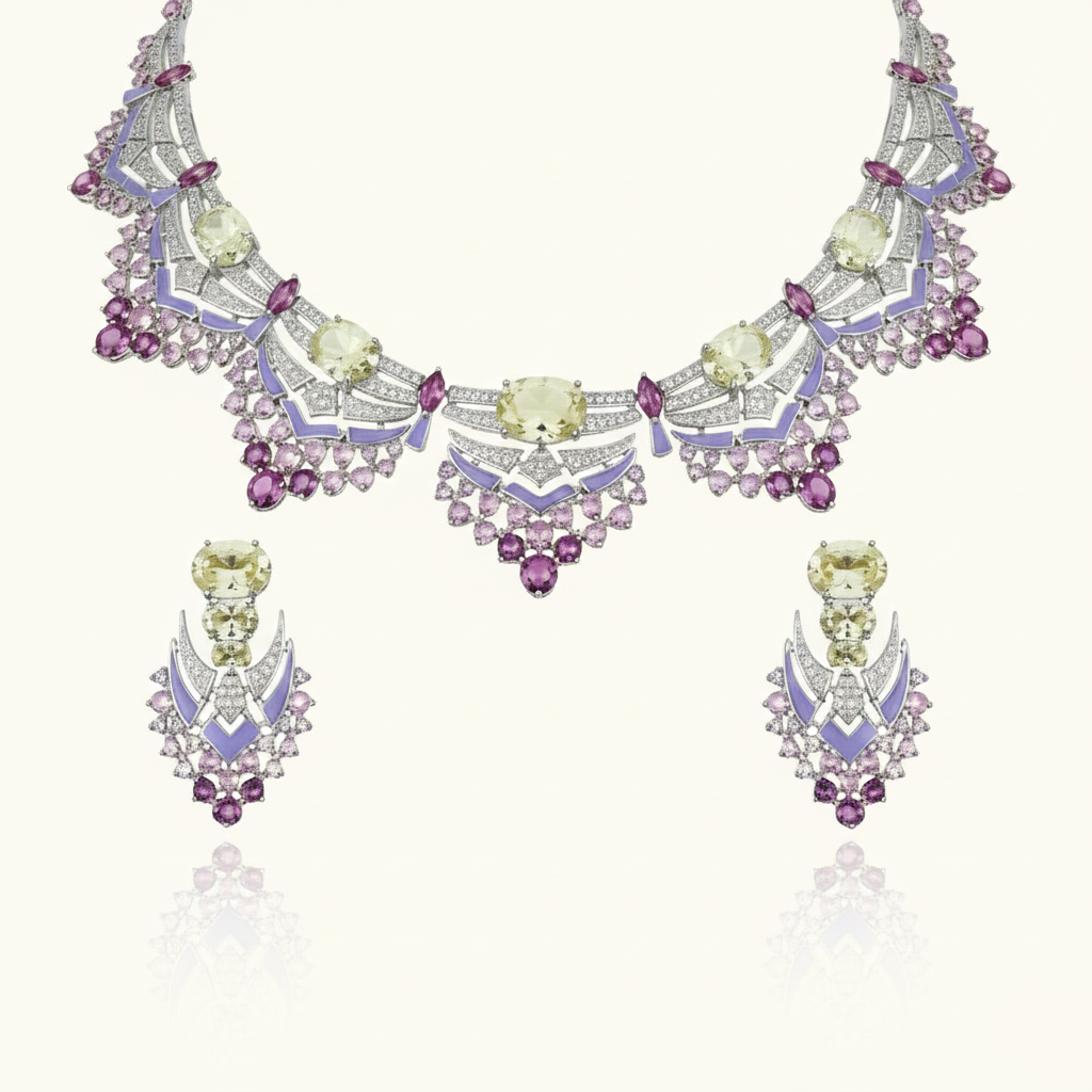 Aanura Yellow & Purple Statement Choker Necklace