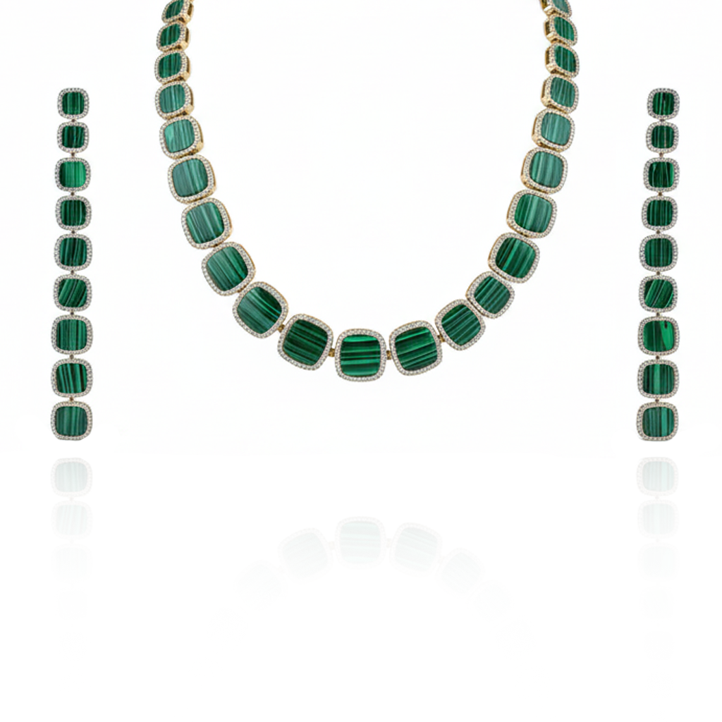 Aanura Green Malachite Necklace, Bracelet & Earring Set
