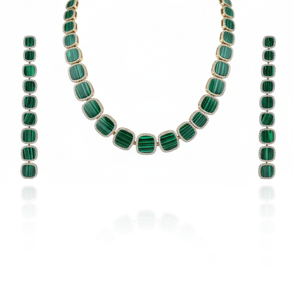 Aanura Green Malachite Necklace, Bracelet & Earring Set