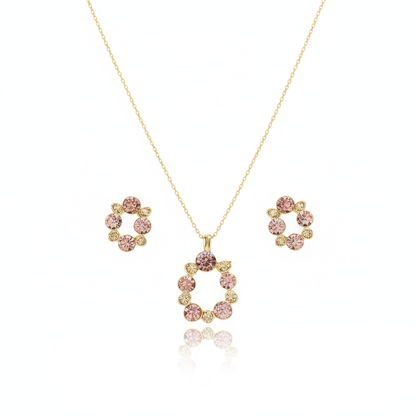 Golden Floral Wreath Necklace & Earrings Set