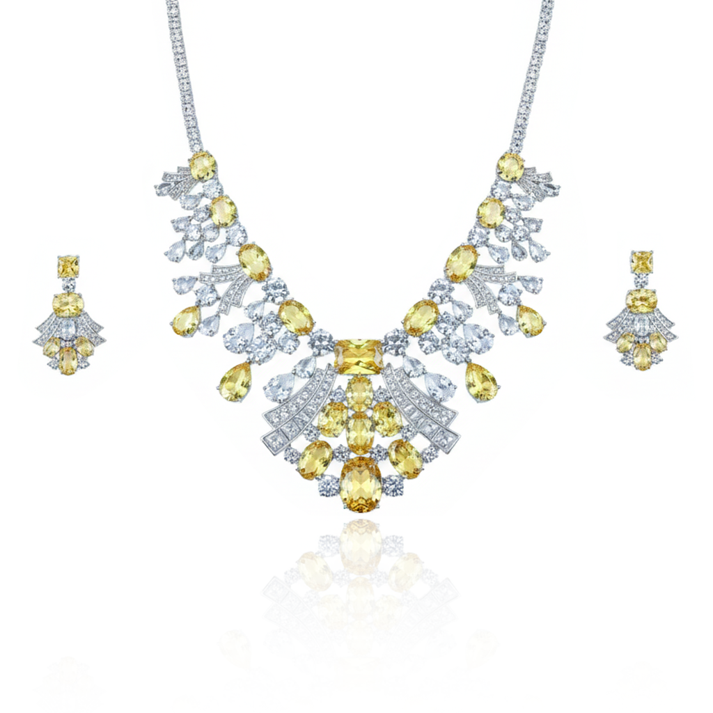 Aanura Radiant Yellow Gemstone Necklace Set