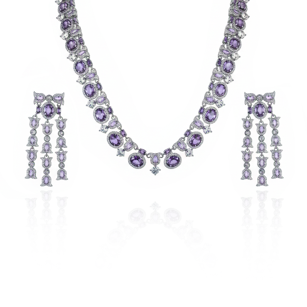 Aanura Royal Violet Stone Necklace Set