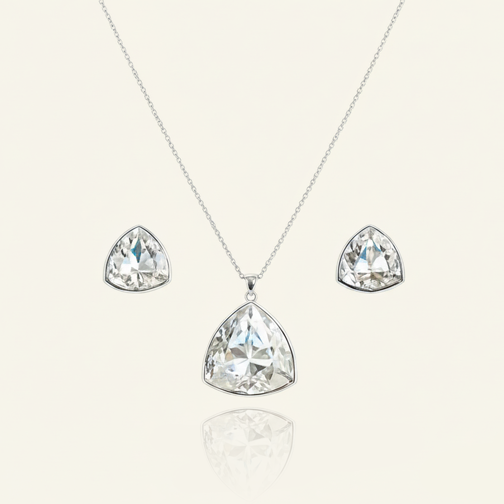 Aanura Green Crystal Necklace & Earrings Set