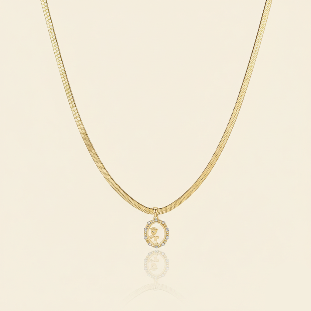 Aanura Gold Om Necklace – Stainless Steel CZ