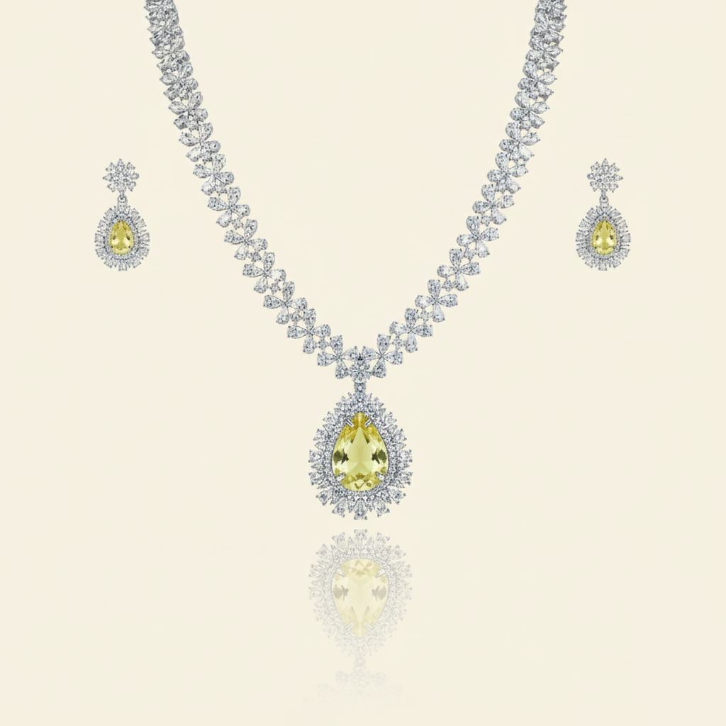 Aanura Royal Black Teardrop Necklace Set