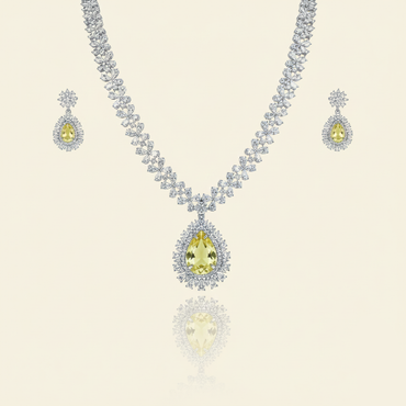 Aanura Royal Black Teardrop Necklace Set