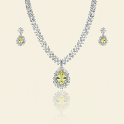 Aanura Royal Black Teardrop Necklace Set