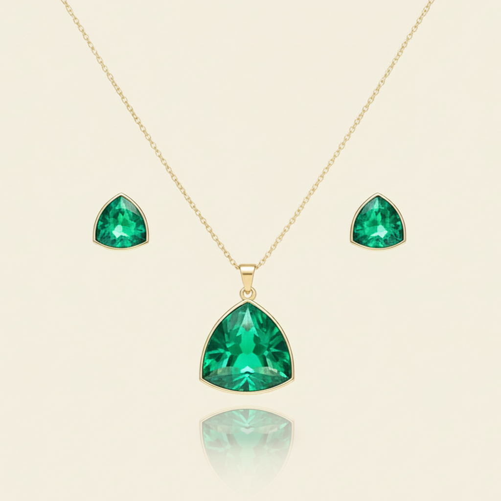 Aanura Green Crystal Necklace & Earrings Set