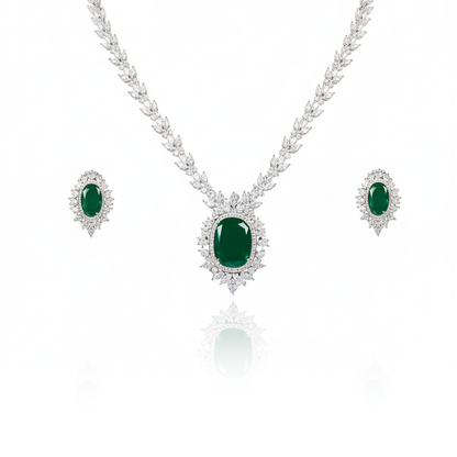 Aanura Ruby Oval Pendant Necklace Set