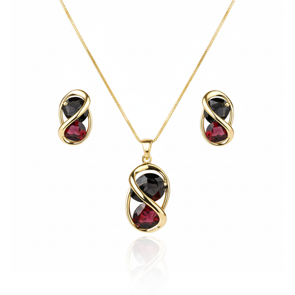 Aanura Golden Infinity Gem Necklace & Earrings Set