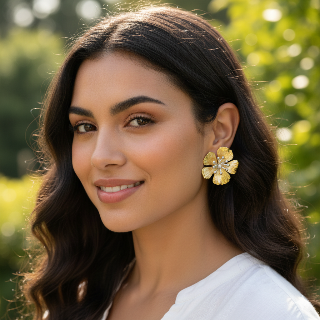 Aanura Gold Blossom Stainless Steel Earrings