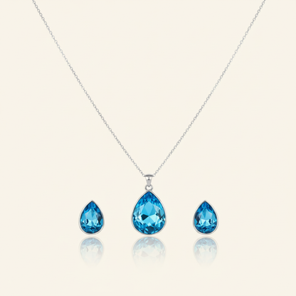 Aanura Crystal Teardrop Necklace & Earrings Set