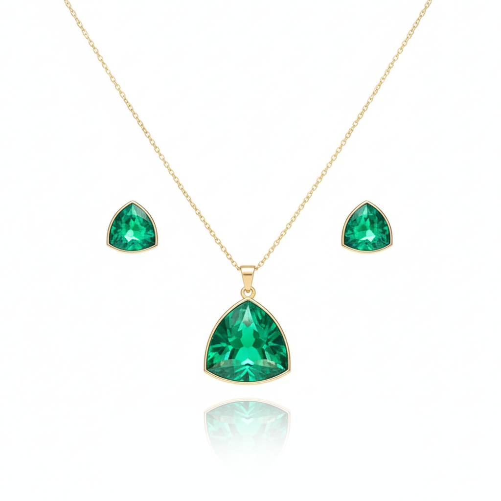 Aanura Green Crystal Necklace & Earrings Set