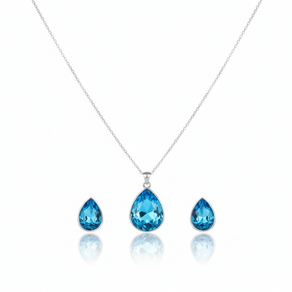 Aanura Crystal Teardrop Necklace & Earrings Set