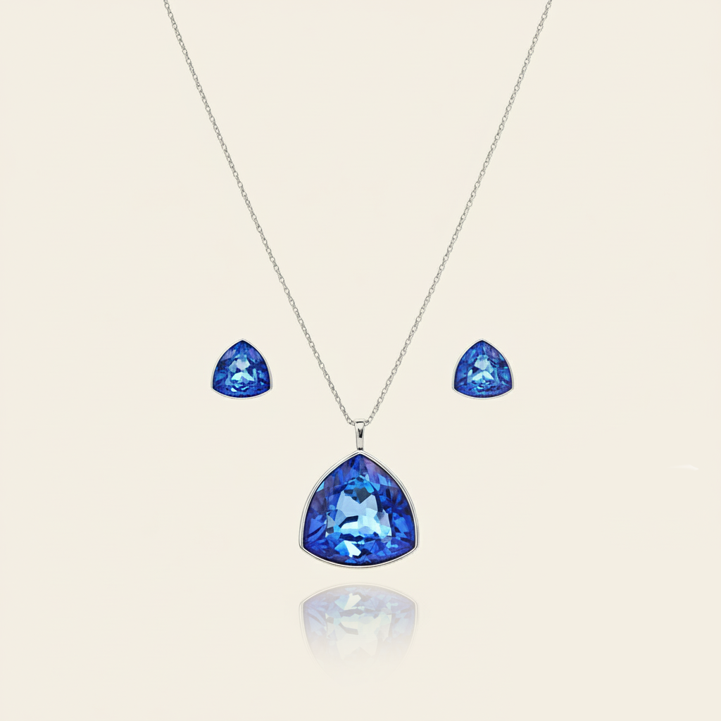 Aanura Green Crystal Necklace & Earrings Set